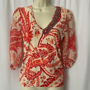Blugirl Blumarine Jewel Sequin 3/4 Sleeve Sweater Shirt Top **Approx Sz S**🌸🌸